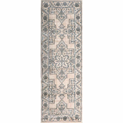 Superior Traditional Geometric Floral Medallion Design Indoor Home Area Rug - Beige