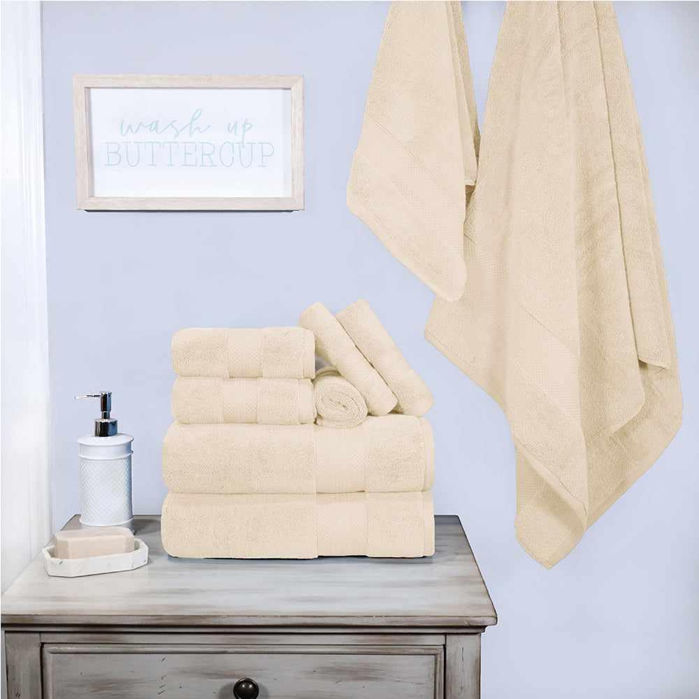  Superior Premium Turkish Cotton Assorted 9-Piece Towel Set - Ivory