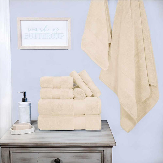  Superior Premium Turkish Cotton Assorted 9-Piece Towel Set - Ivory