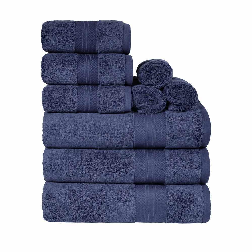  Superior Premium Turkish Cotton Assorted 9-Piece Towel Set - Denim Blue