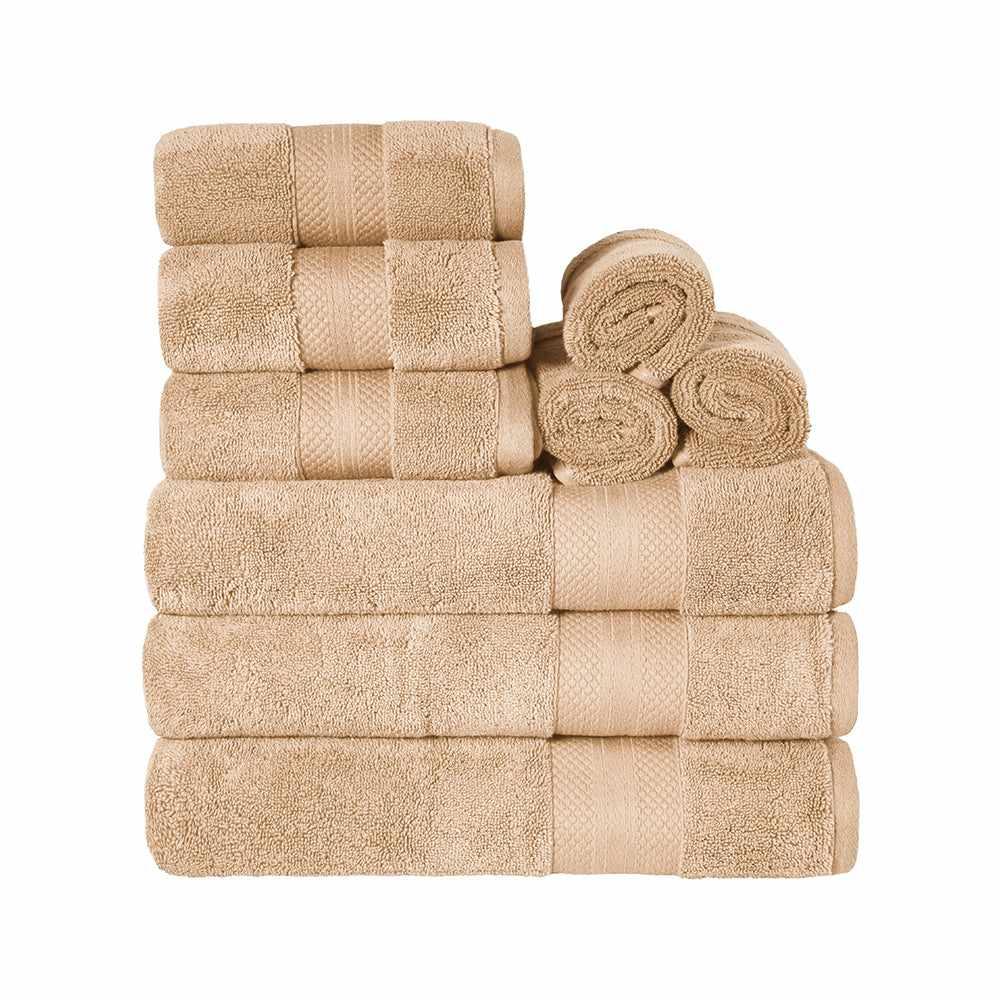  Superior Premium Turkish Cotton Assorted 9-Piece Towel Set - Hazelnut