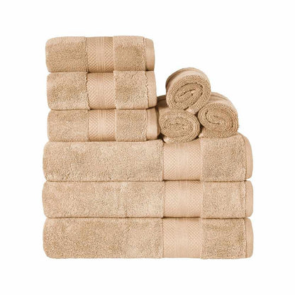  Superior Premium Turkish Cotton Assorted 9-Piece Towel Set - Hazelnut