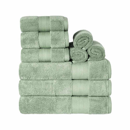  Superior Premium Turkish Cotton Assorted 9-Piece Towel Set - Olive Green