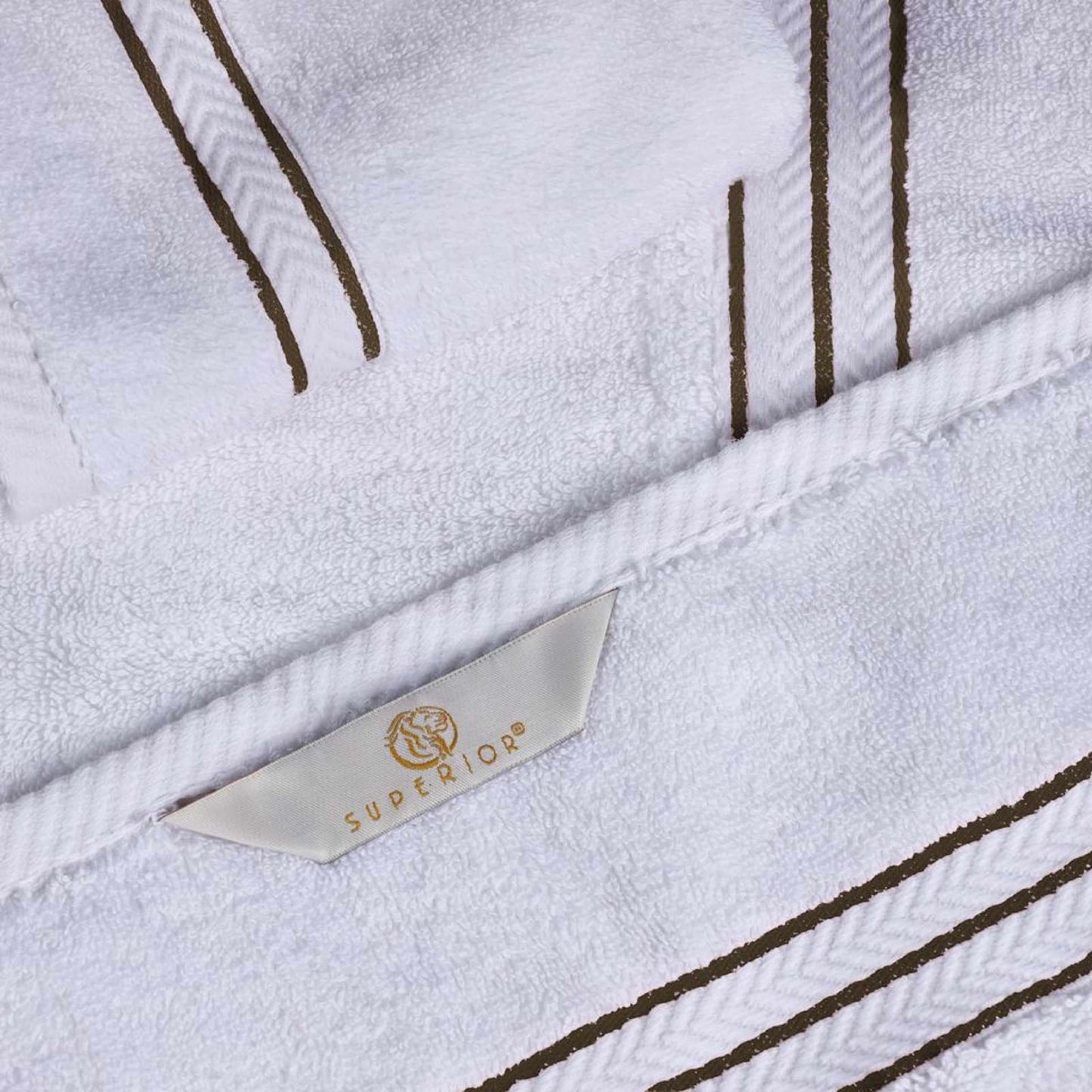  Traditional Organic Wave 650 GSM 8- Pieces Towel Set - White-Toast