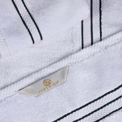 Traditional Organic Wave 650 GSM 8- Pieces Towel Set - White-Black