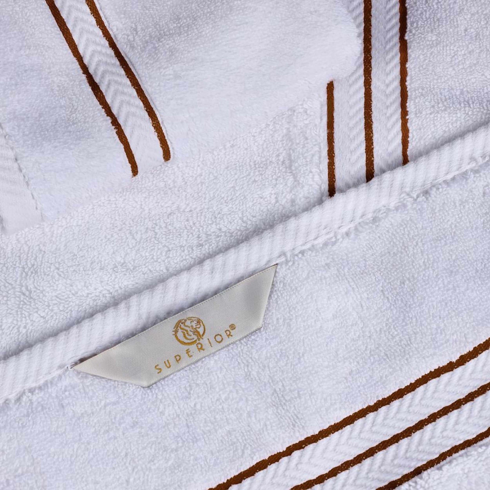  Traditional Organic Wave 650 GSM 8- Pieces Towel Set - White-Choco