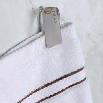  Traditional Organic Wave 650 GSM 8- Pieces Towel Set - White-Choco