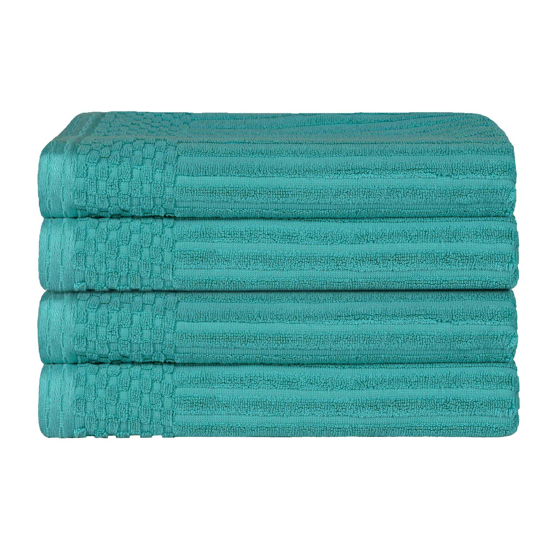 Soho Ribbed Cotton Absorbent Bath Towel Set of 4 - Turquoise