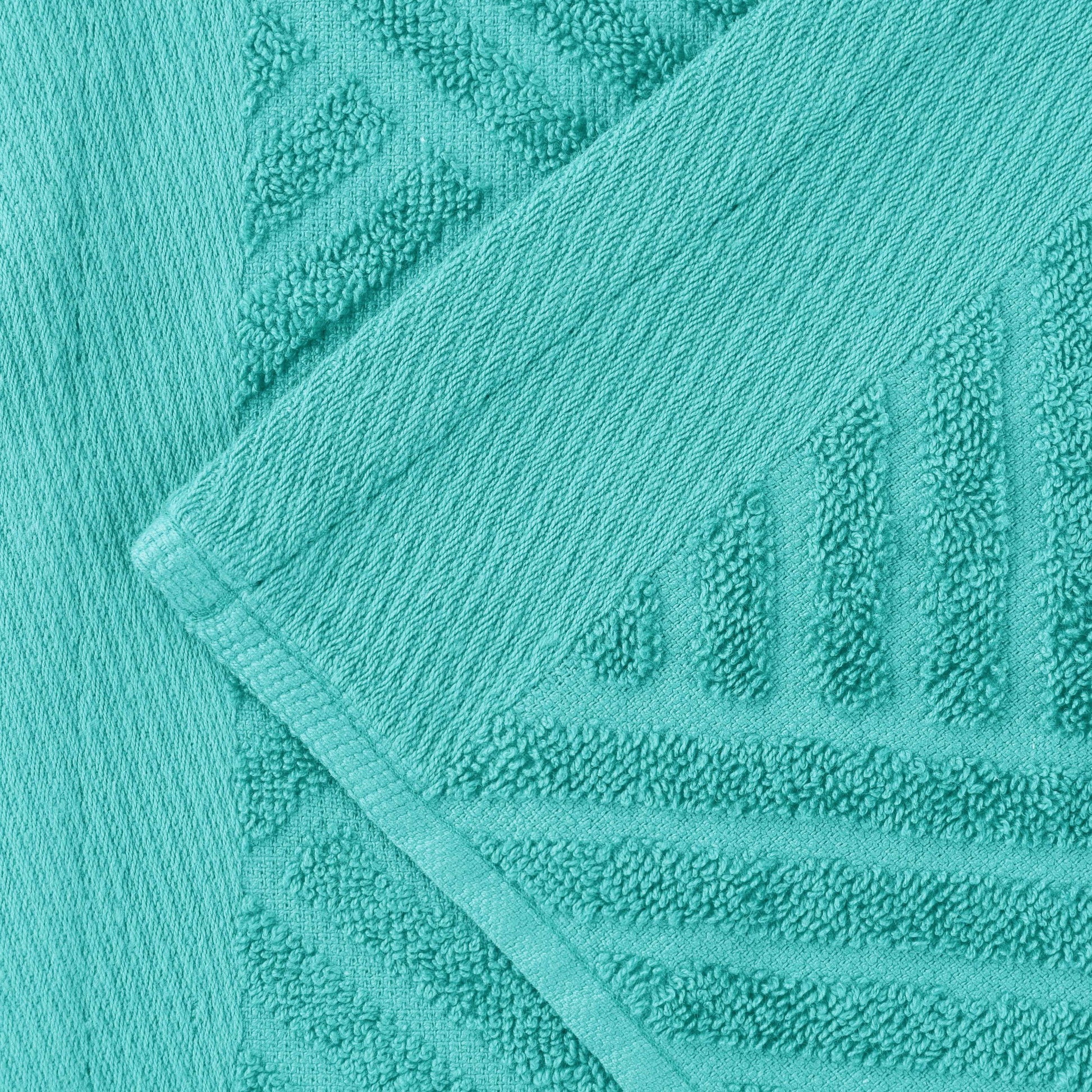 Basketweave Egyptian Cotton Jacquard 3 Piece Assorted Towel Set - Turquoise