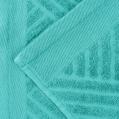 Basketweave Egyptian Cotton Jacquard 3 Piece Assorted Towel Set - Turquoise