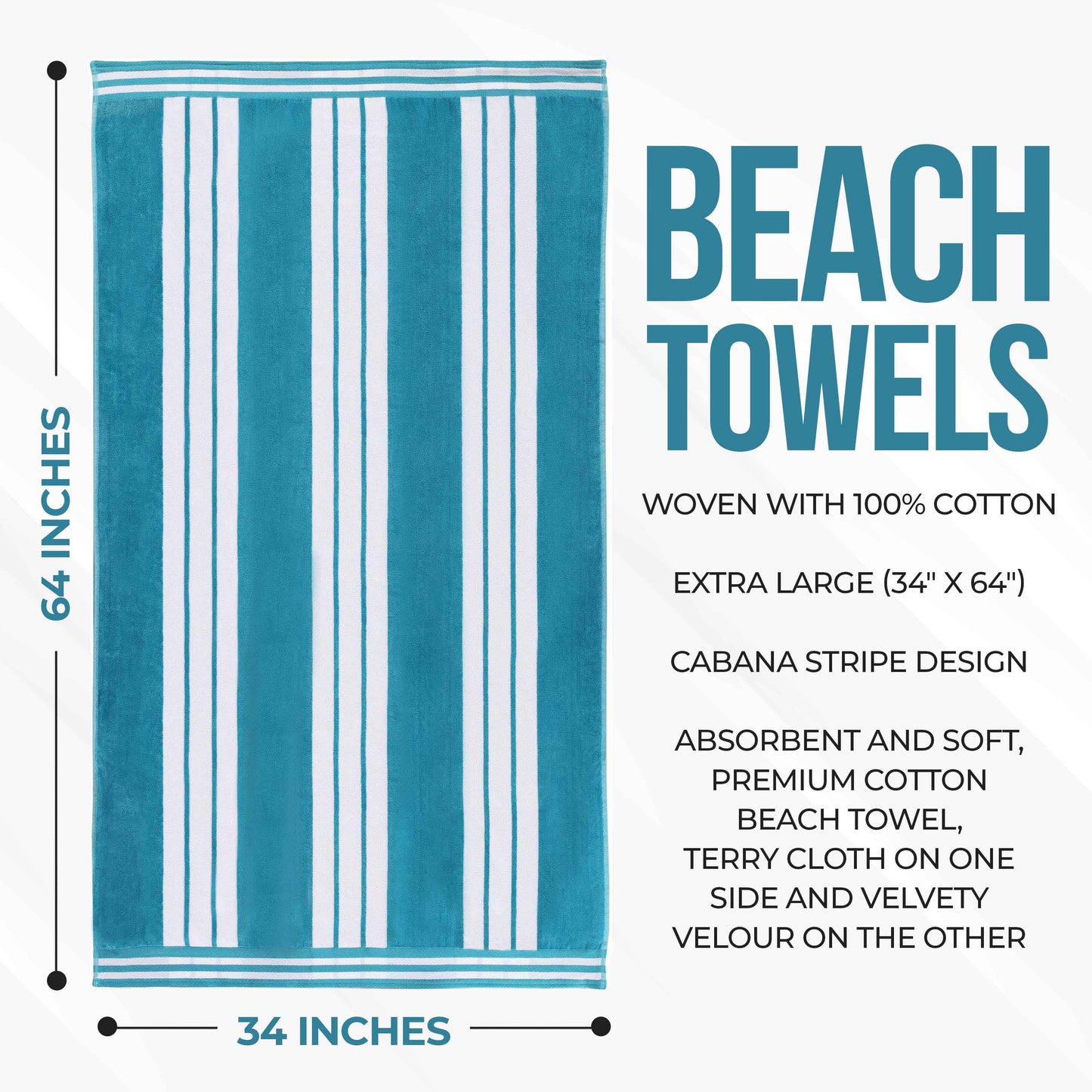 Striped Extra Large Oversized Absorbent Quick Dry Cotton Beach Towel