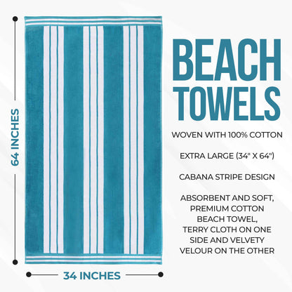 Striped Extra Large Oversized Absorbent Quick Dry Cotton Beach Towel