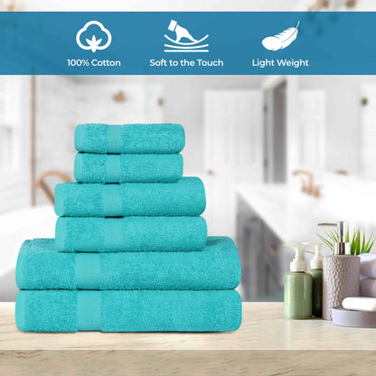 6 Piece Cotton Eco-Friendly Soft Absorbent Towel Set