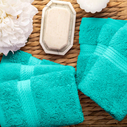 Egyptian Cotton Pile Plush Heavyweight Absorbent Bath Towel (Set of 4) - Turquoise