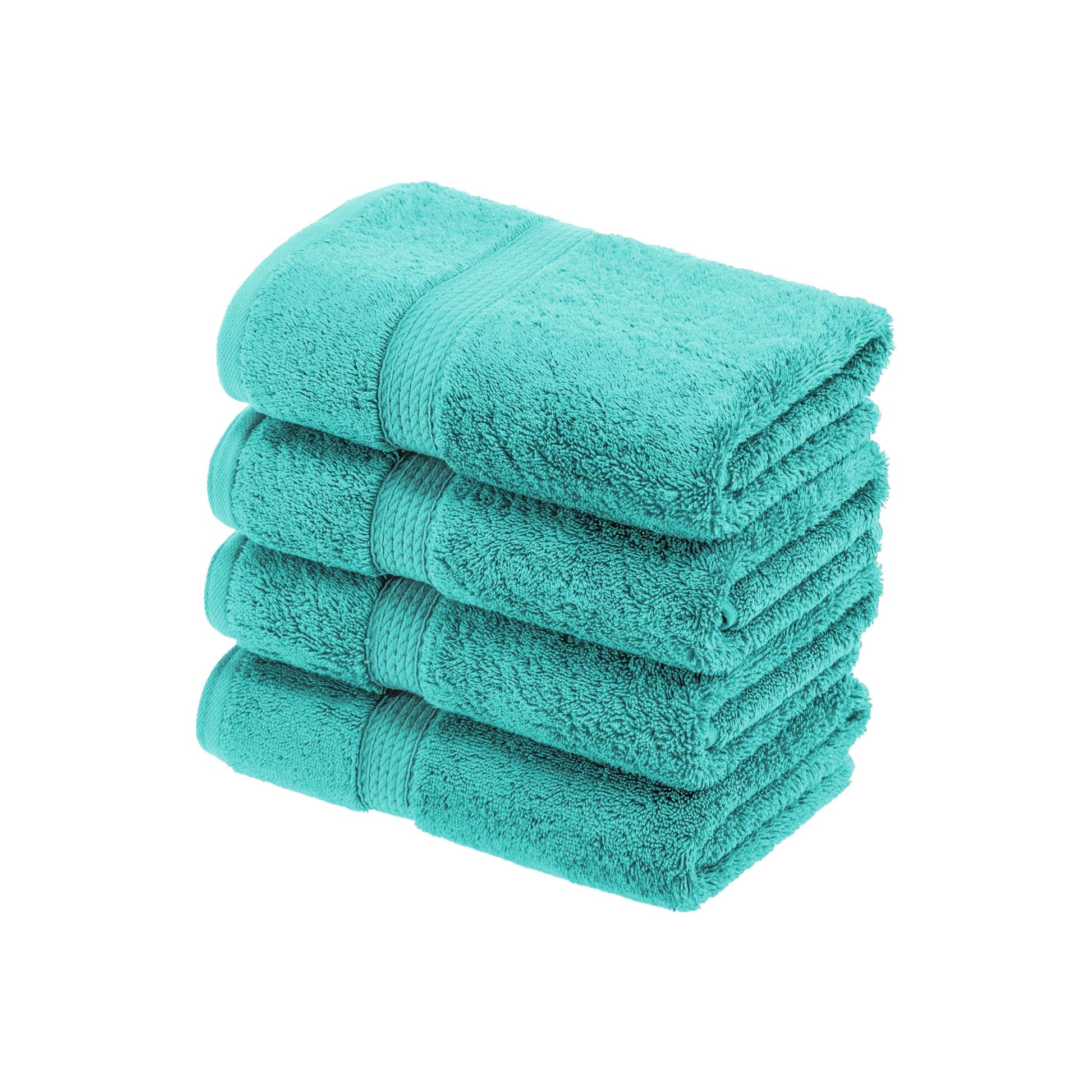 Egyptian Cotton Pile Plush Heavyweight Absorbent Bath Towel (Set of 4) - Turquoise