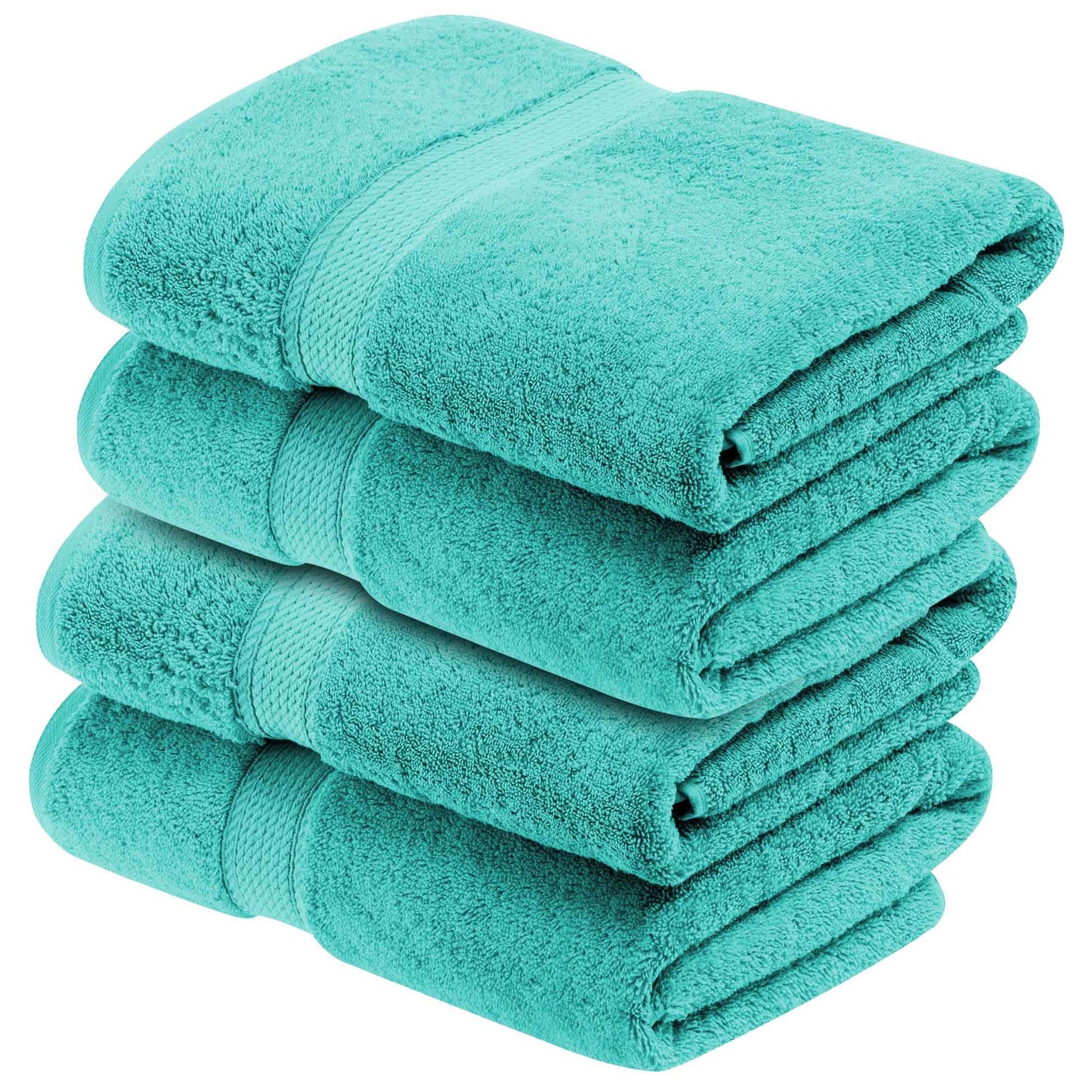 Egyptian Cotton Pile Plush Heavyweight Absorbent Bath Towel (Set of 4) - Turquoise