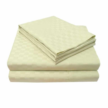 Superior Ultra-Soft 300-Thread Count Checkered absorbent Cotton Bed Sheet Set - Sage