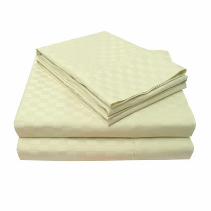 Superior Ultra-Soft 300-Thread Count Checkered absorbent Cotton Bed Sheet Set - Sage
