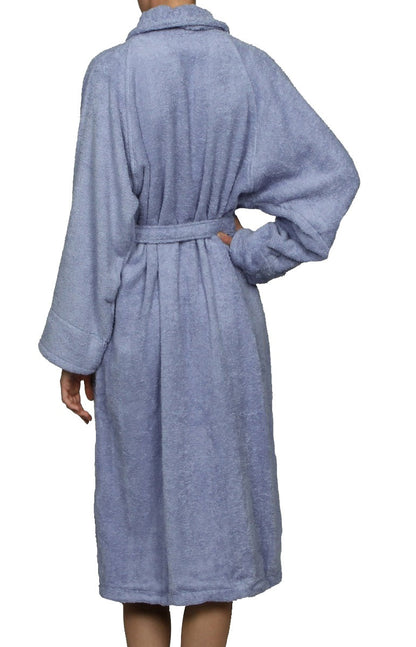 Cotton Ultra-Soft Terry Adult Unisex Lightweight Luxury Bathrobe  - Blue