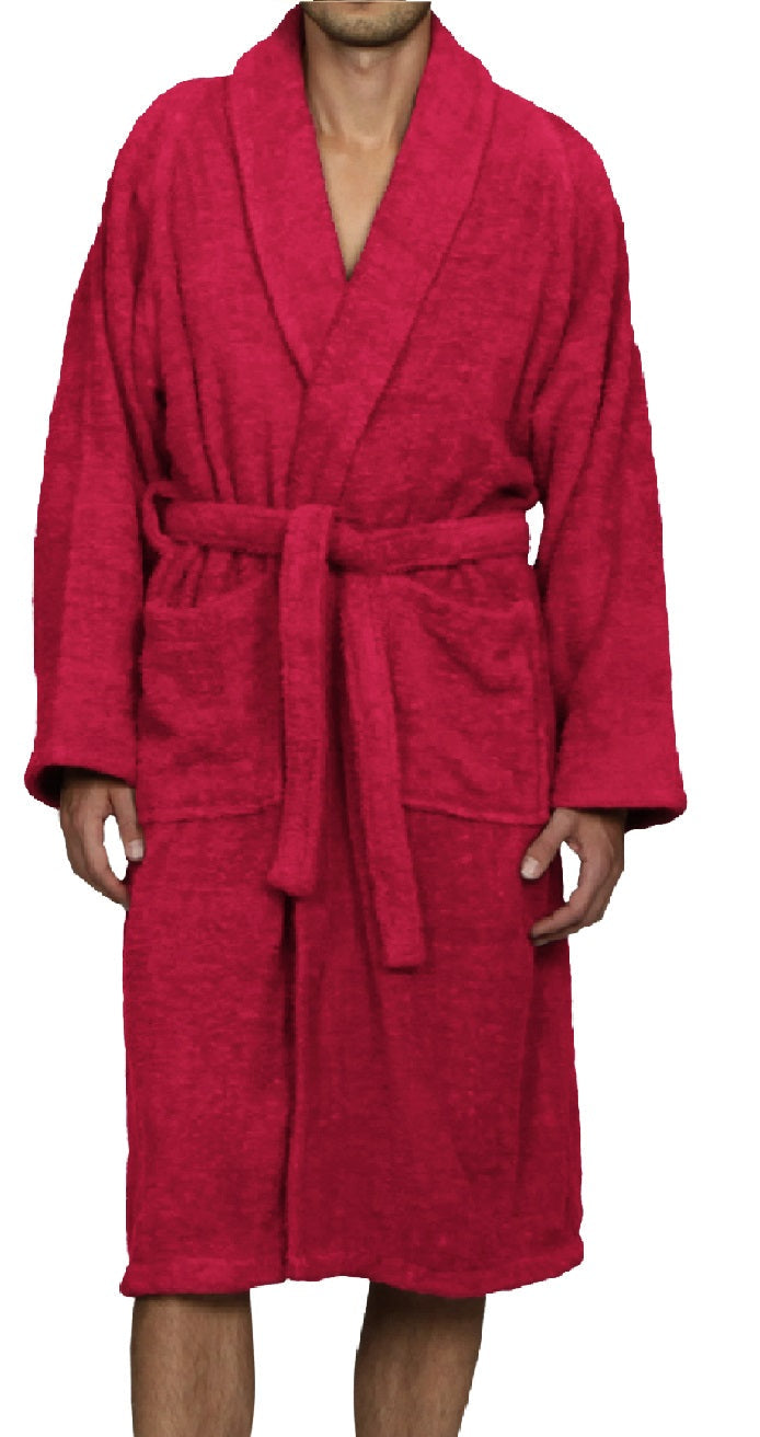 Cotton Ultra-Soft Terry Adult Unisex Lightweight Luxury Bathrobe - Cranberry