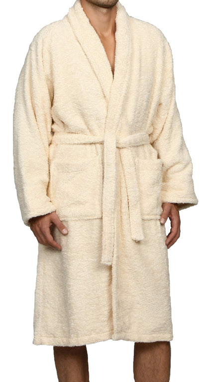 Cotton Ultra-Soft Terry Adult Unisex Lightweight Luxury Bathrobe - Ivory