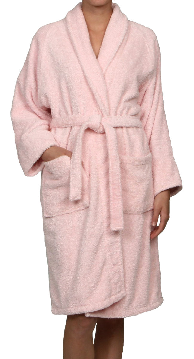 Cotton Ultra-Soft Terry Adult Unisex Lightweight Luxury Bathrobe - Pink