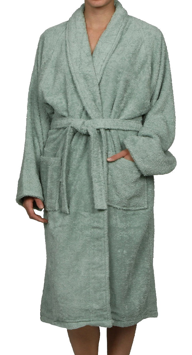 Cotton Ultra-Soft Terry Adult Unisex Lightweight Luxury Bathrobe - Sage