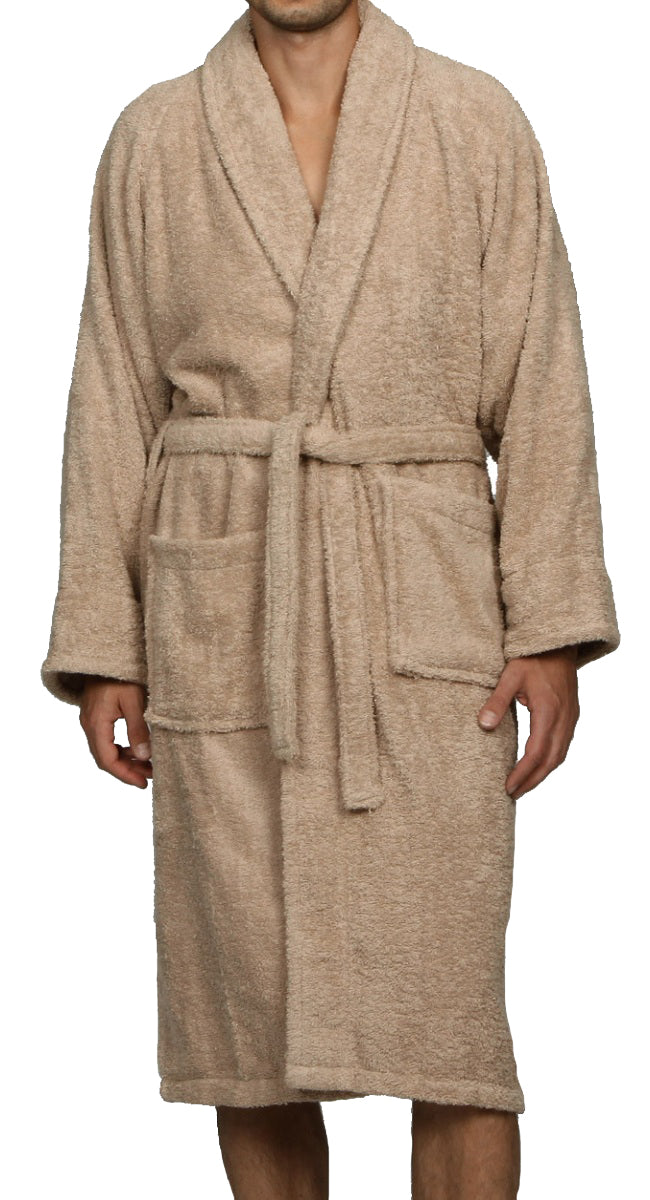 Cotton Ultra-Soft Terry Adult Unisex Lightweight Luxury Bathrobe - Taupe