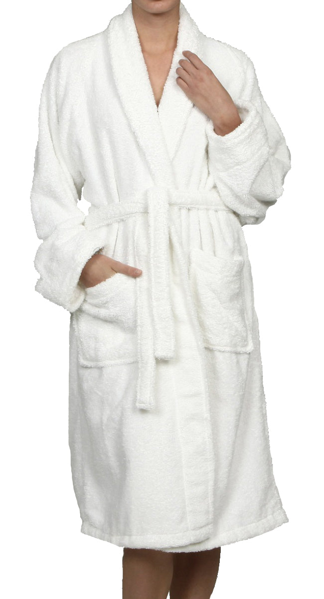 Cotton Ultra-Soft Terry Adult Unisex Lightweight Luxury Bathrobe - White