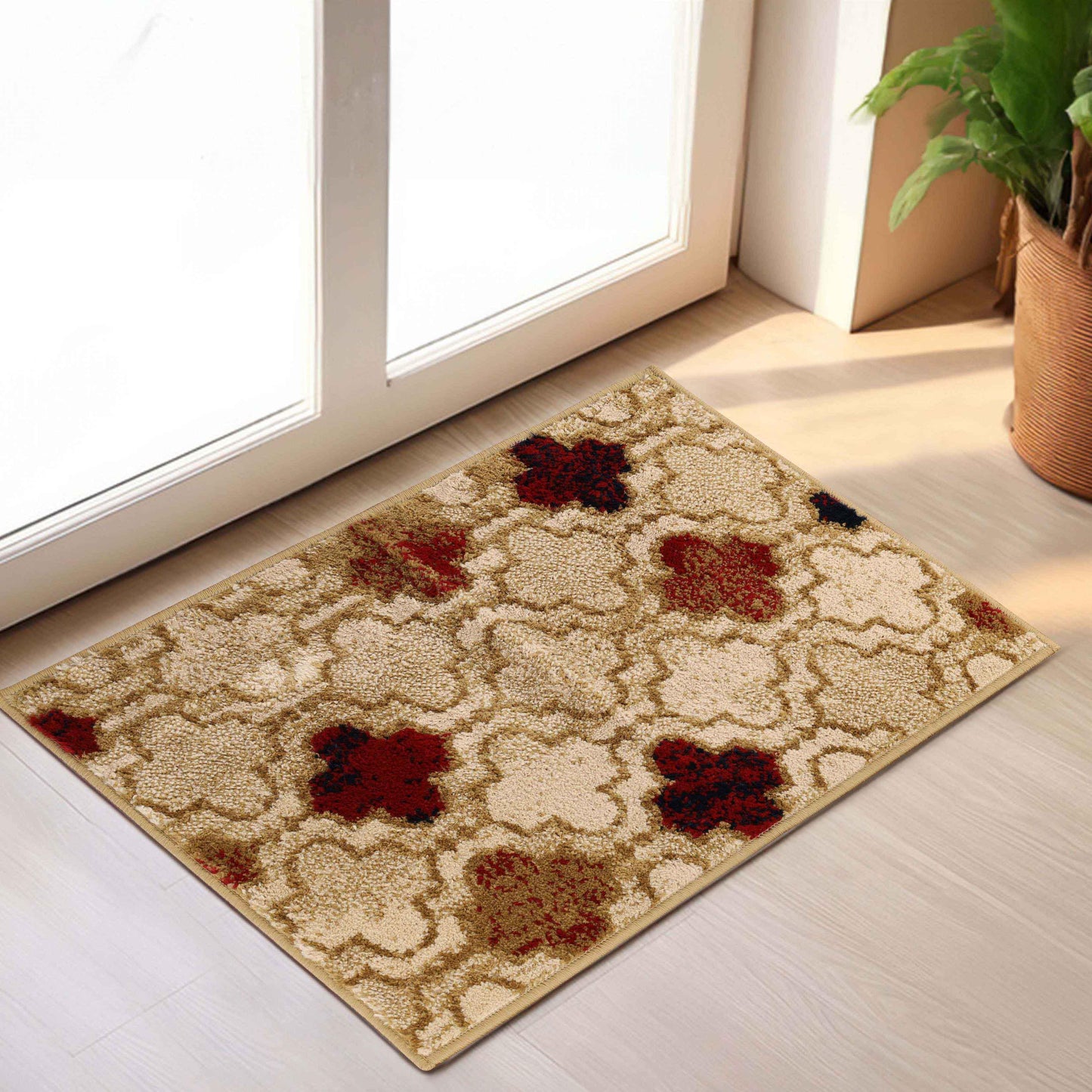 Viking Contemporary Geometric Trellis Indoor Area Rug or Runner - Beige