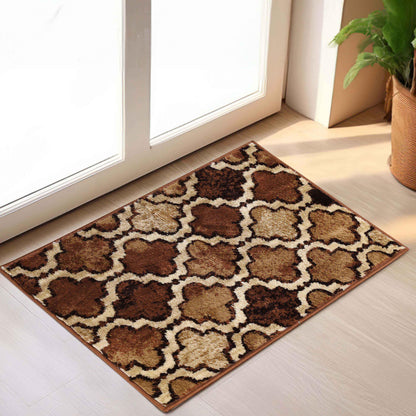 Viking Contemporary Geometric Trellis Indoor Area Rug or Runner - Brown