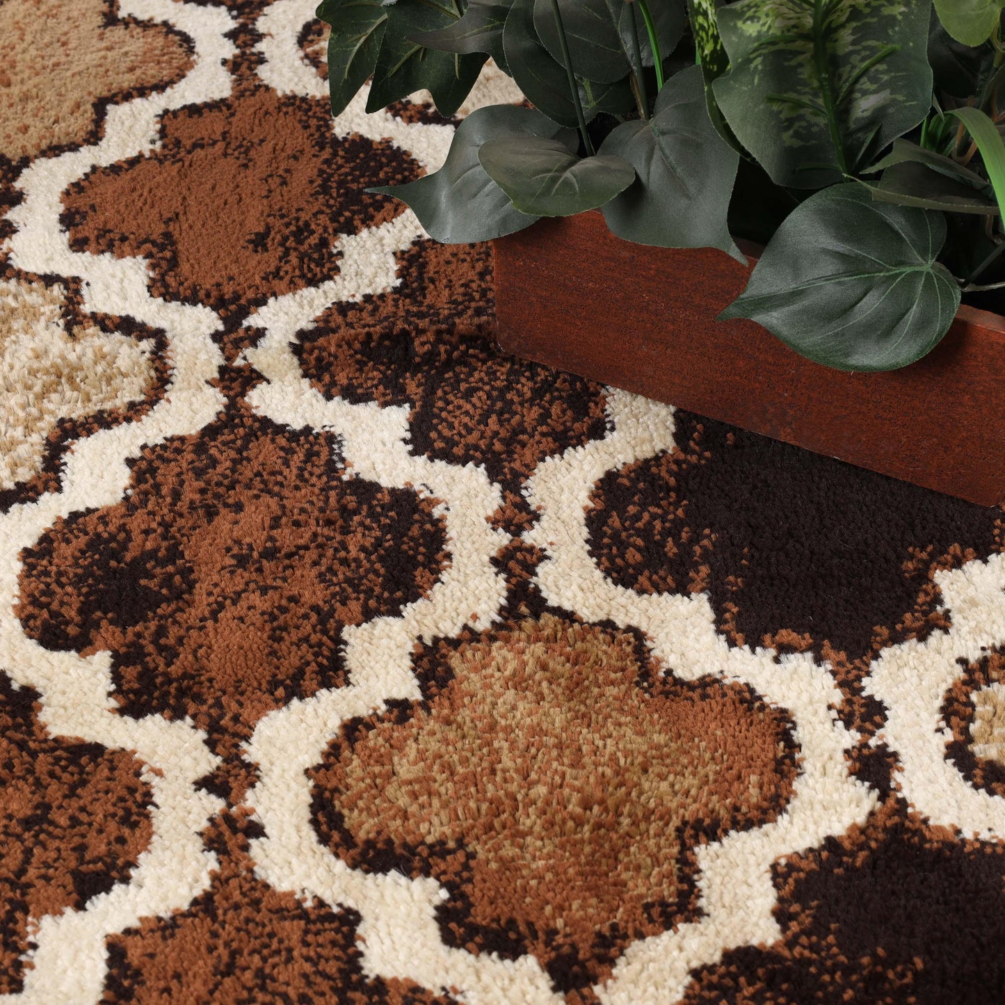 Viking Contemporary Geometric Trellis Indoor Area Rug or Runner - Brown