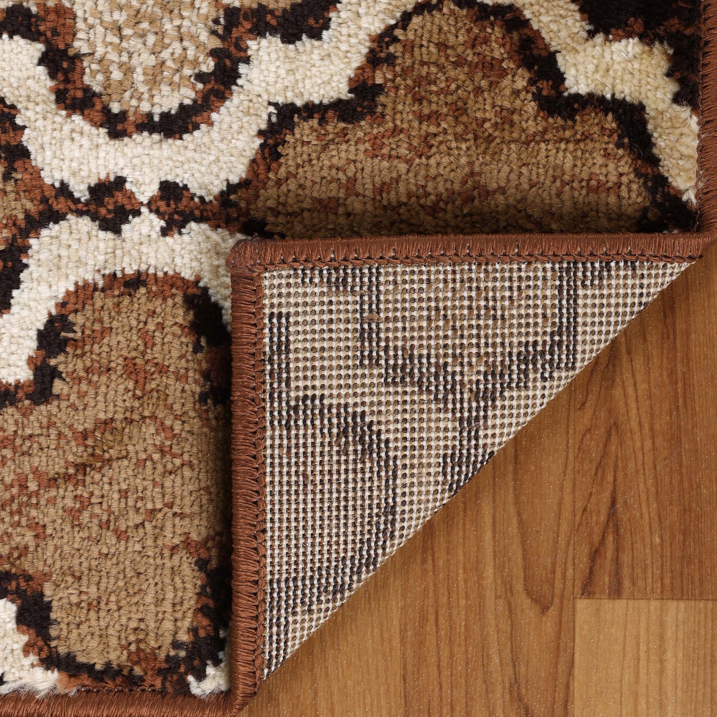 Viking Contemporary Geometric Trellis Indoor Area Rug or Runner - Brown