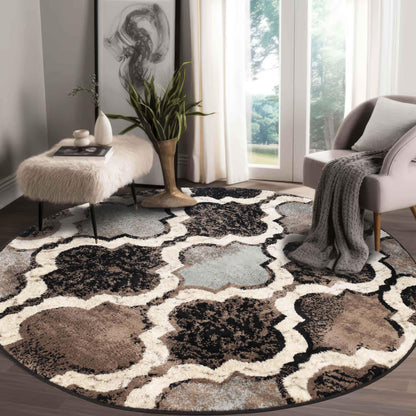 Viking Contemporary Geometric Trellis Indoor Area Rug or Runner - Chocolate