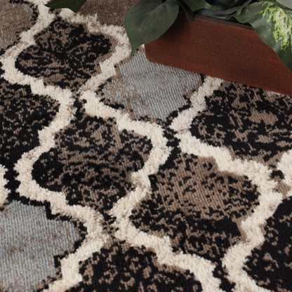 Viking Contemporary Geometric Trellis Indoor Area Rug or Runner - Chocolate