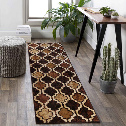 Viking Contemporary Geometric Trellis Indoor Area Rug or Runner - Coffee