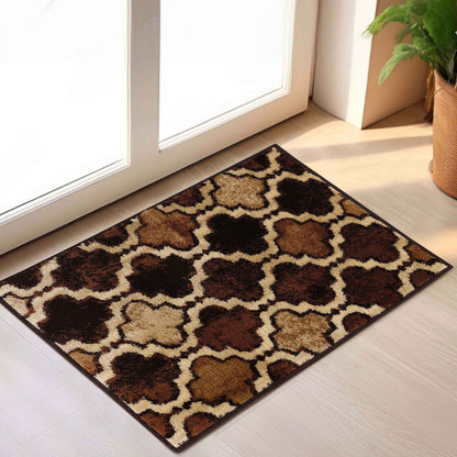 Viking Contemporary Geometric Trellis Indoor Area Rug or Runner - Coffee