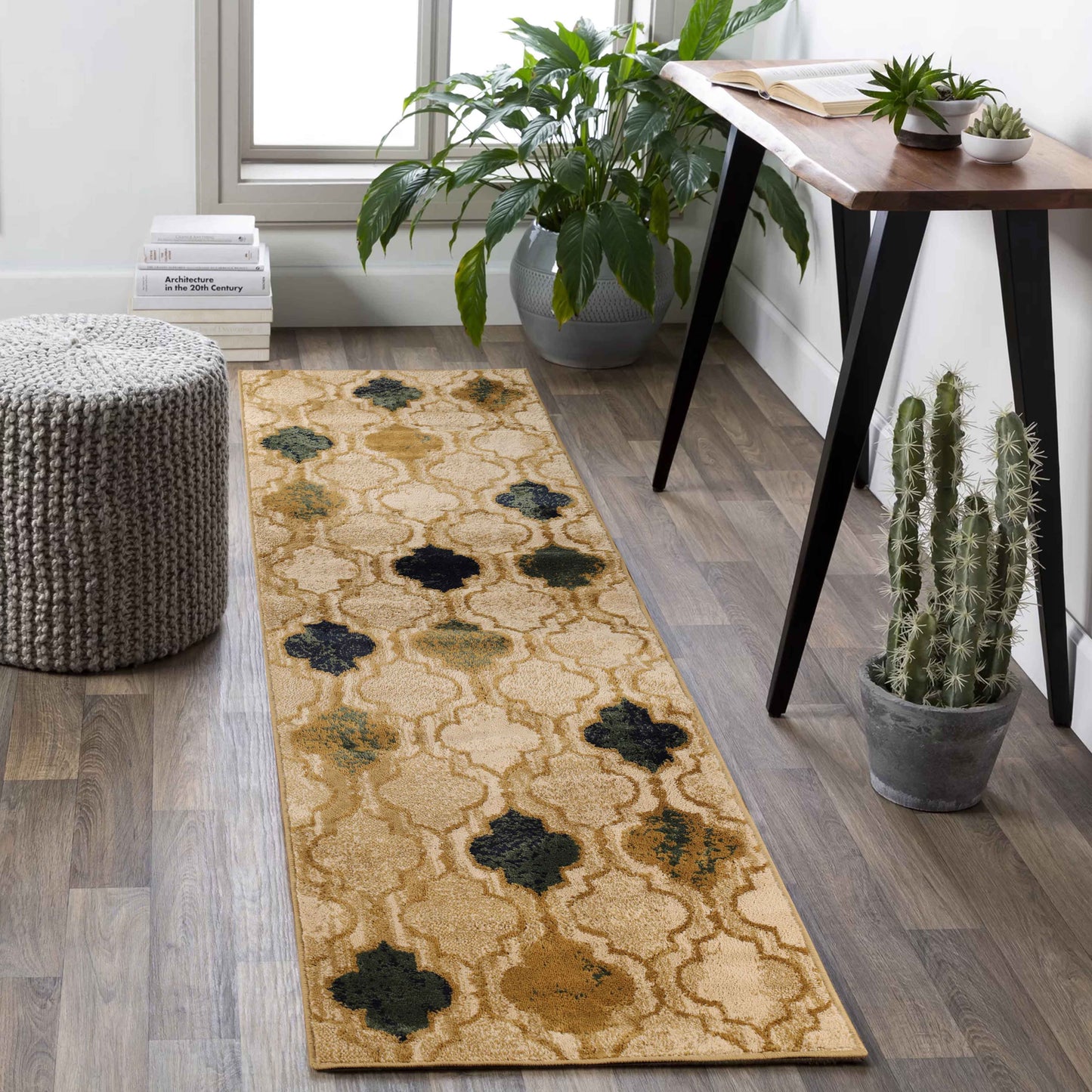 Viking Contemporary Geometric Trellis Indoor Area Rug or Runner - Cream