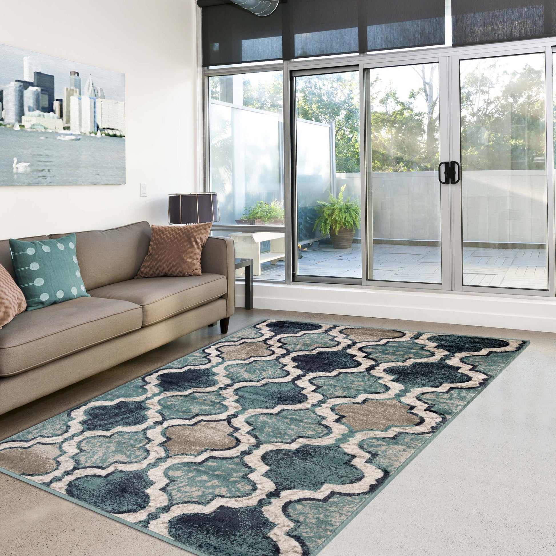 Viking Contemporary Geometric Trellis Indoor Area Rug or Runner - DeepRoyal