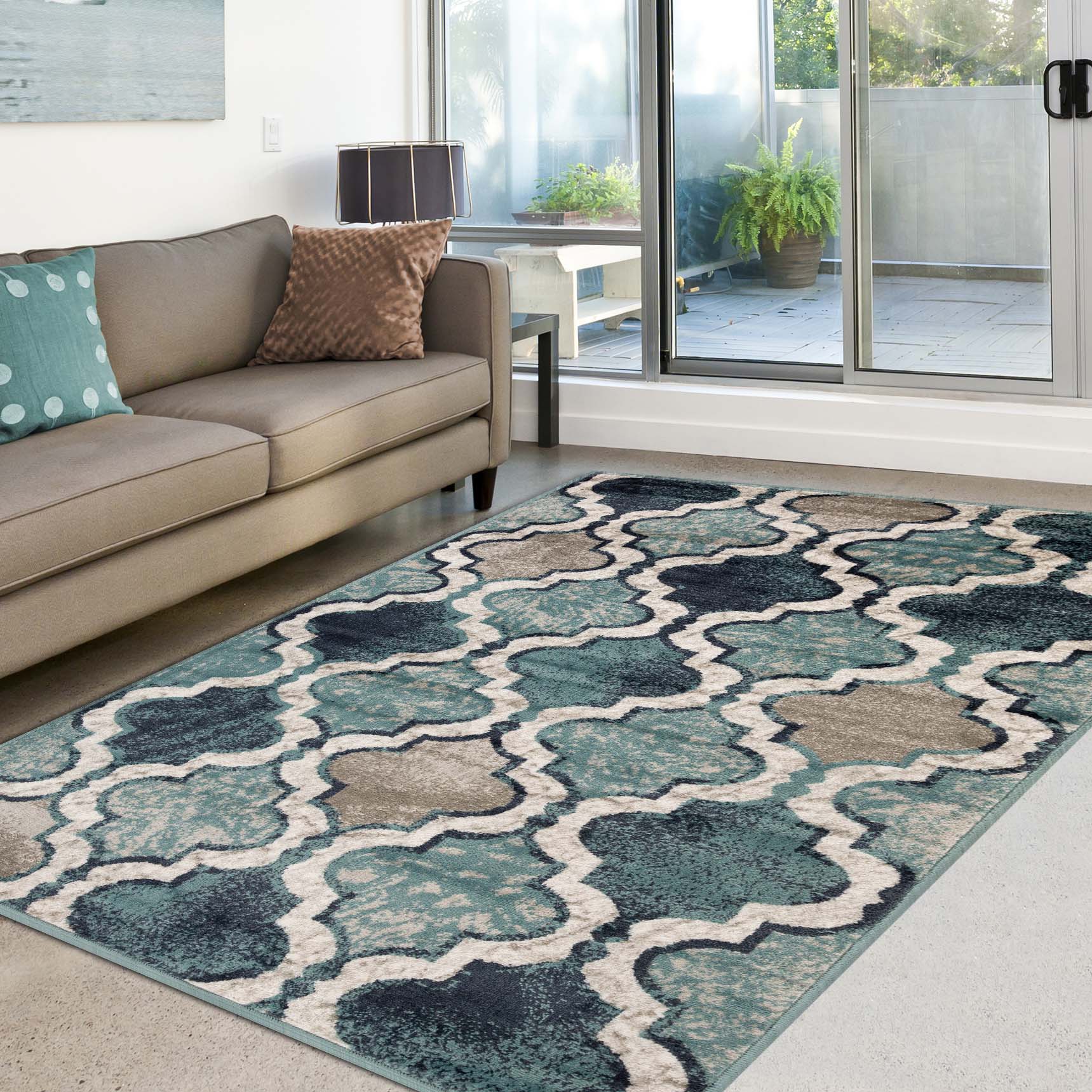 Viking Contemporary Geometric Trellis Indoor Area Rug or Runner - DeepRoyal