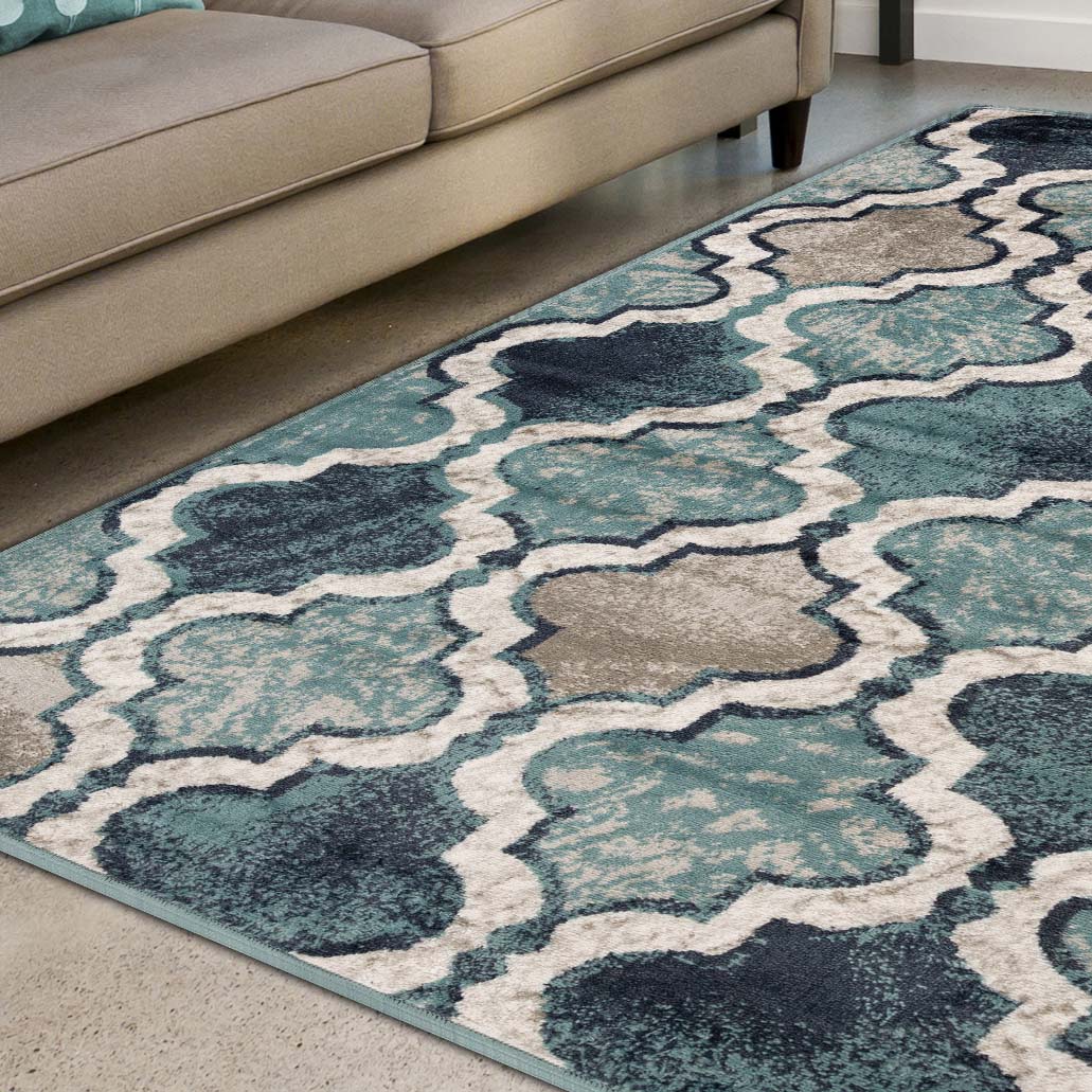 Viking Contemporary Geometric Trellis Indoor Area Rug or Runner - DeepRoyal