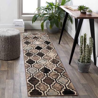 Viking Contemporary Geometric Trellis Indoor Area Rug or Runner - Ivory