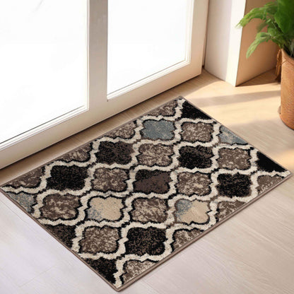 Viking Contemporary Geometric Trellis Indoor Area Rug or Runner - Ivory