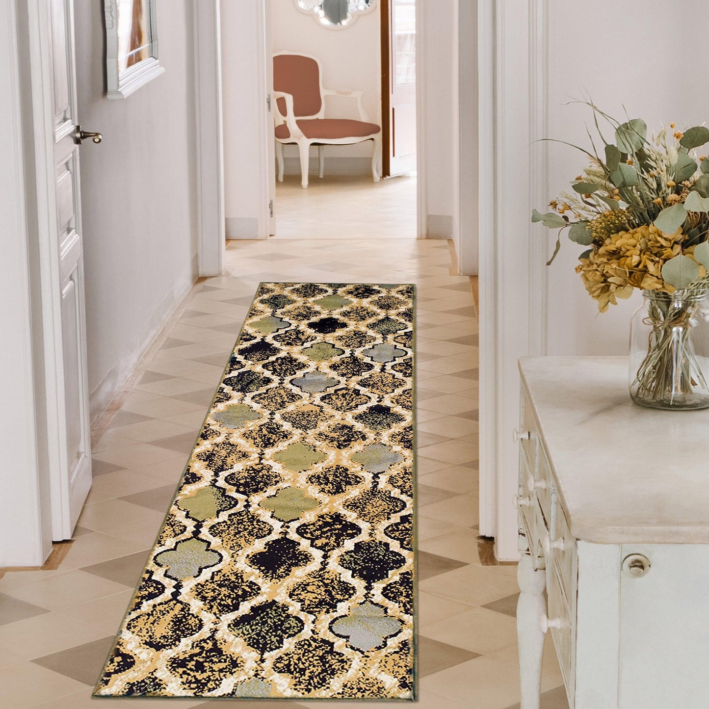 Viking Contemporary Geometric Trellis Indoor Area Rug or Runner - Multicolor