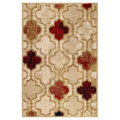 Viking Contemporary Geometric Trellis Indoor Area Rug or Runner - Beige