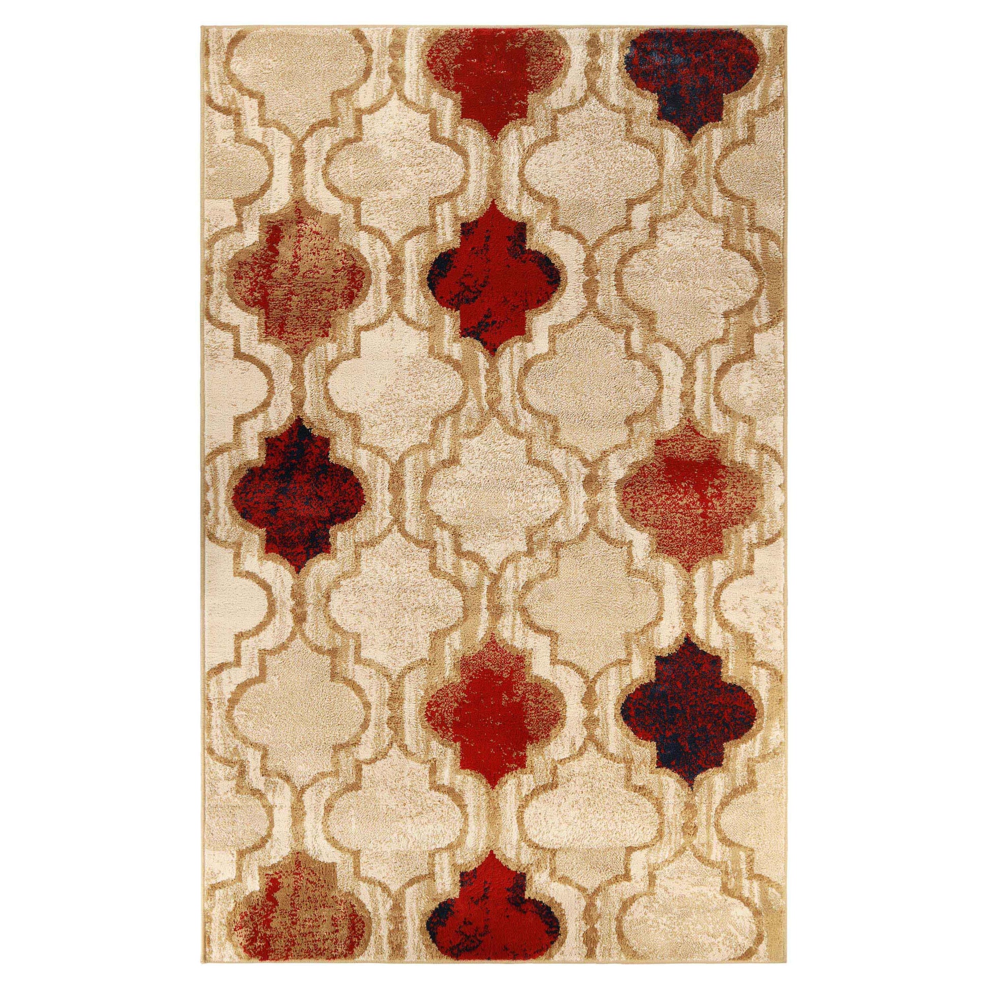 Viking Contemporary Geometric Trellis Indoor Area Rug or Runner - Beige