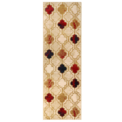 Viking Contemporary Geometric Trellis Indoor Area Rug or Runner - Beige