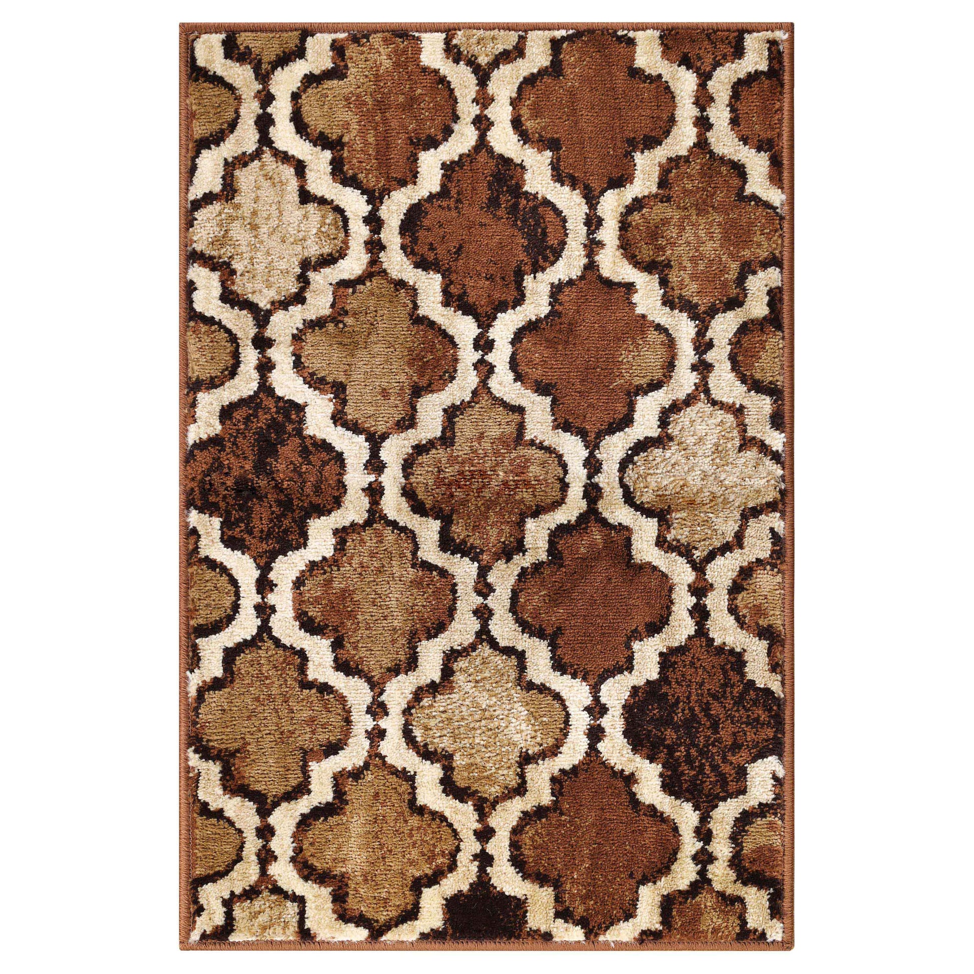 Viking Contemporary Geometric Trellis Indoor Area Rug or Runner - Brown