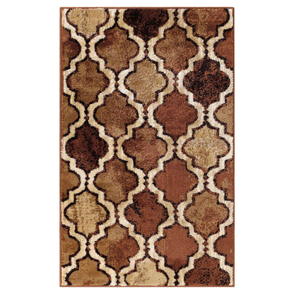 Viking Contemporary Geometric Trellis Indoor Area Rug or Runner - Brown