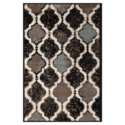 Viking Contemporary Geometric Trellis Indoor Area Rug or Runner - Chocolate